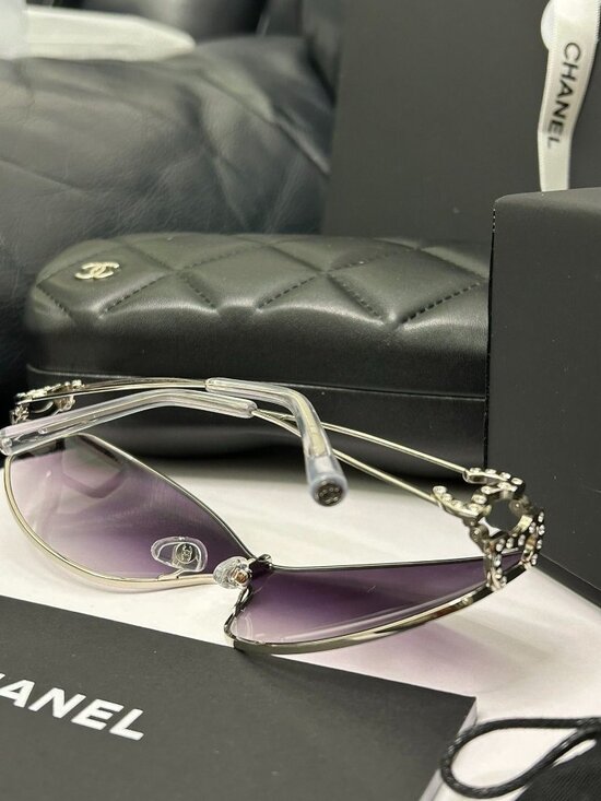 CHANEL Rimless Wrap-Around Shield Sunglasses (Purple Gradient) main image 6
